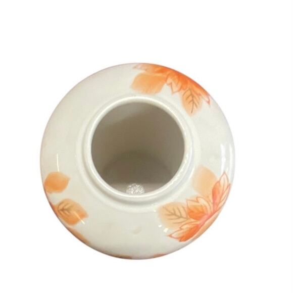 Vintage Porcelain Ginger Jar Vase with Orange Floral Design – 6" Tall - Picture 5 of 5